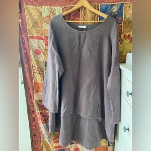 NWT Bryn Walker high low linen long sleeve top, dusty purple “photo”, 2x